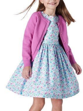 Jacadi Paris Kids White Floral Dress Scalloped Adele Size 6